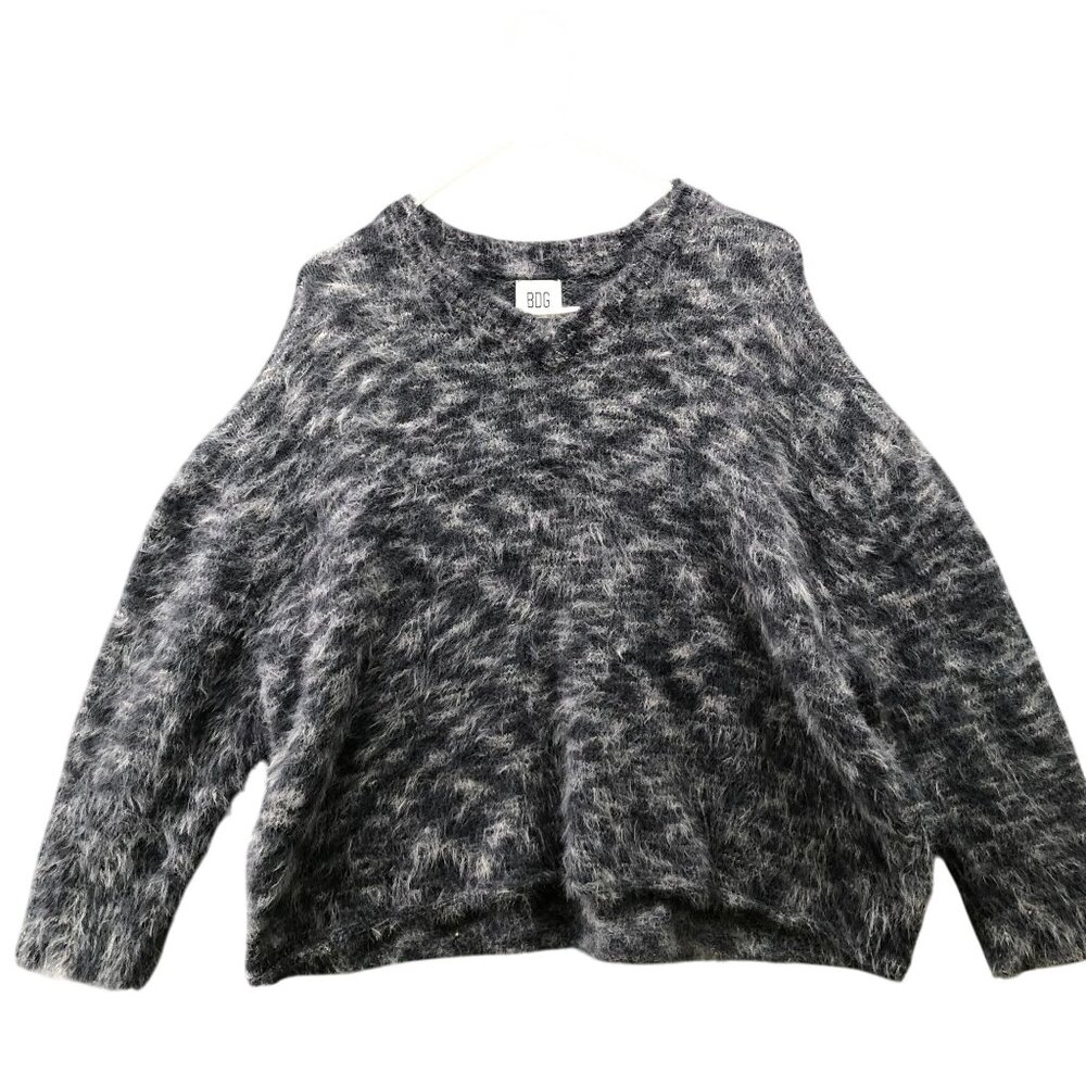 Urban Outfitters‎ BDG Asher Brushed Pullover Sweater Womens S Gray Fuzzy Relaxed